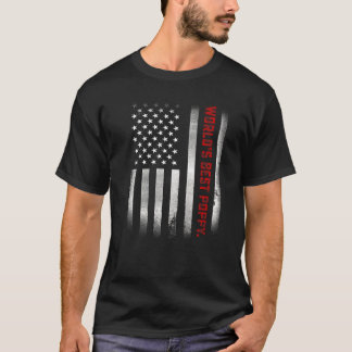 Mens Fathers Day World's Best Poppy Ever Us Flag T-Shirt