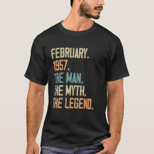 Mens February 1957 Man Myth Legend Birthday 66 Ye T-Shirt