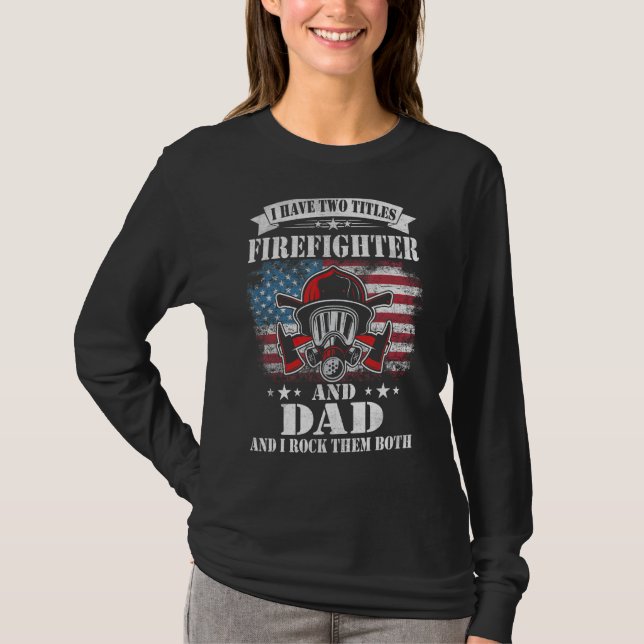 Mens Firefighter American Flag  Dad Papa Pappy Fat T-Shirt (Front)
