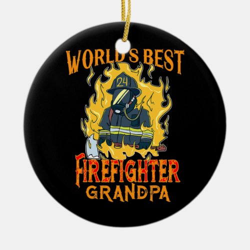 Mens Firefighter Grandpa Fireman Retirement Gift  Ceramic Ornament