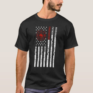Mens Firefighter Husband Father Fireman  for Dad F T-Shirt