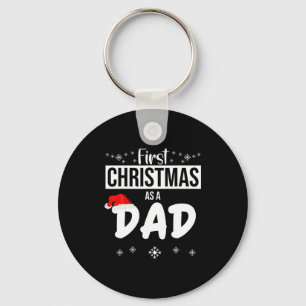 Mens First Christmas As A Dad Funny Xmas New Fathe Keychain