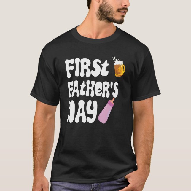 Mens First Father's Day Beer Baby Bottle Daddy 202 T-Shirt (Front)