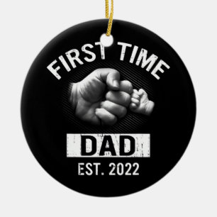 Mens First Time Daddy New Dad Est 2022 Fathers Ceramic Ornament