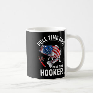 Mens Fishing American Flag Vintage Full Time Dad P Coffee Mug