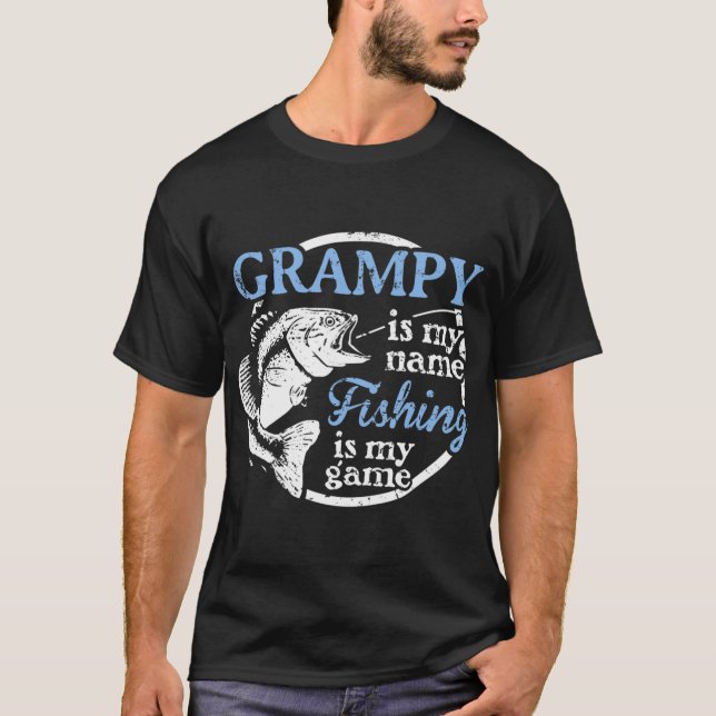 Mens Fishing Grampy Fathers Day Gift for Dad fishe T-Shirt (Front)