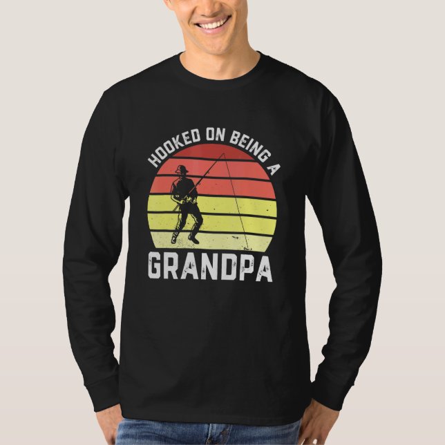Mens Fishing Grandpa Fisherman Hooked On Being A G T-Shirt (Front)