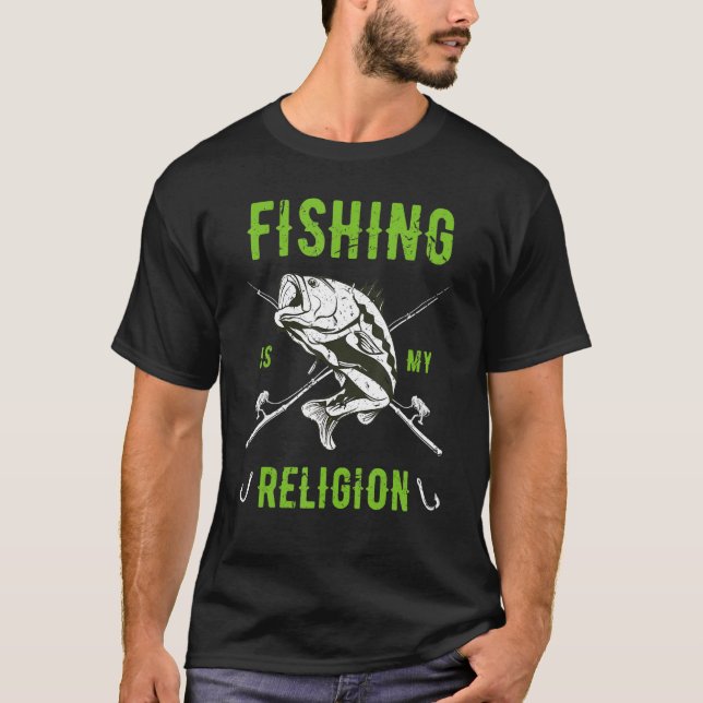 Mens Fishing Is My Religion  Fischer Angler T-Shirt (Front)