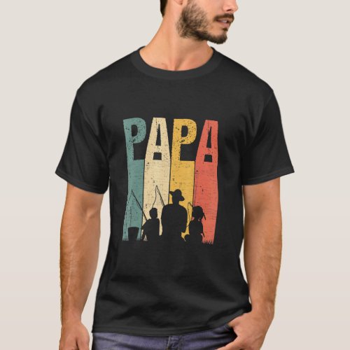 Mens Fishing Papa  Fathers Day Fisherman Dad Gran T_Shirt