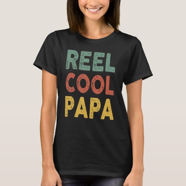 Mens Fishing  Reel Cool Papa Fisherman Bass Fish   T-Shirt (Front)