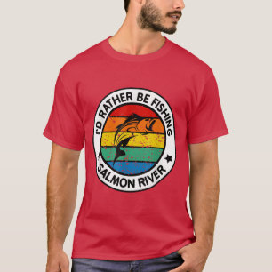 Mens Fishing Salmon River Idaho Chinook Coho Steel T-Shirt