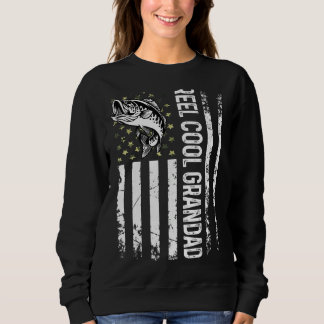 Mens Fishing Usa Flag Reel Cool Grandad For Dad Hu Sweatshirt