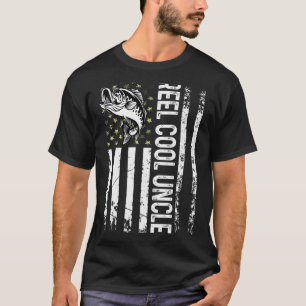 Mens Fishing Usa Flag Reel Cool Uncle For Daddy Hu T-Shirt