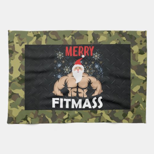 Mens Fitmas Christmas Camo Weightlifting Gym Kitchen Towel