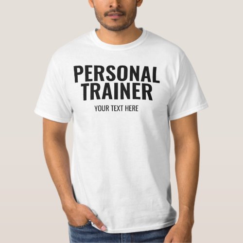 Mens Fitness Coach Personal Trainer Template White T_Shirt