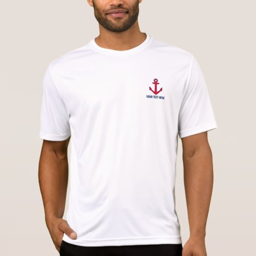 Mens fitted performance custom red boat anchor T_Shirt