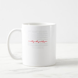 Mens Flag Heartbeat My Heart Belongs To A Nurse Hu Coffee Mug