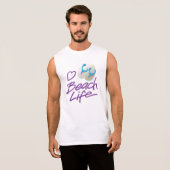 Men's Flip Flops graphic Beach Life Sleeveless T Sleeveless Shirt (Front Full)