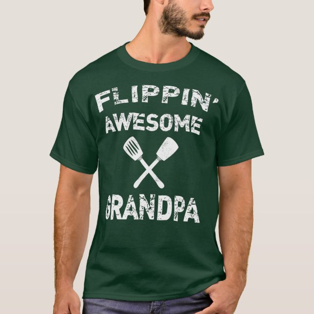 Mens Flippin Awesome Grandpa Fun Cooking BBQ T-Shirt (Front)