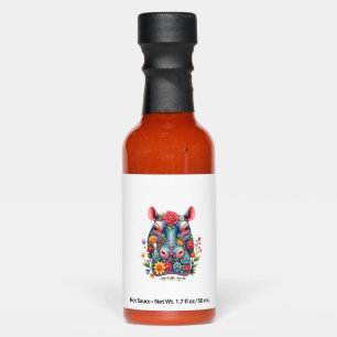 Mens Floral Colorful Hippopotamus, Moo Deng_ Adora Hot Sauces