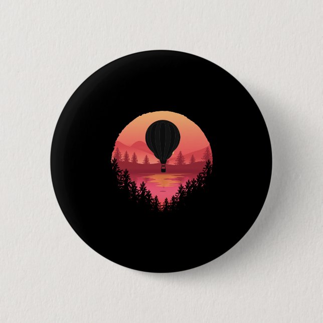 Mens flying hot air balloon_ cool performance  button (Front)