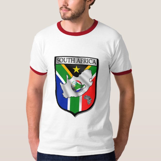 Mens football fans ringer South Africa t-shirt (Front)