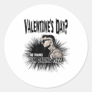Mens For Anti Valentine’s Day Tattooed Single Man  Classic Round Sticker