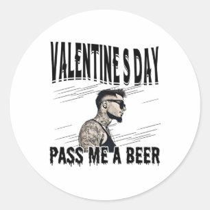 Mens For Anti Valentine’s Day Tattooed Single Man Classic Round Sticker