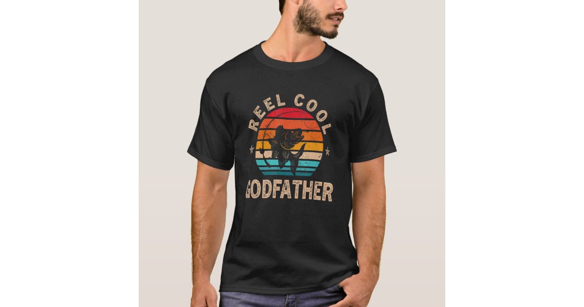 Mens For Fathers Day Reel Cool Godfather Fishing T-Shirt