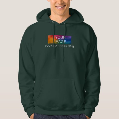 Mens Forest Green Hoodie Add Your Image Logo Text