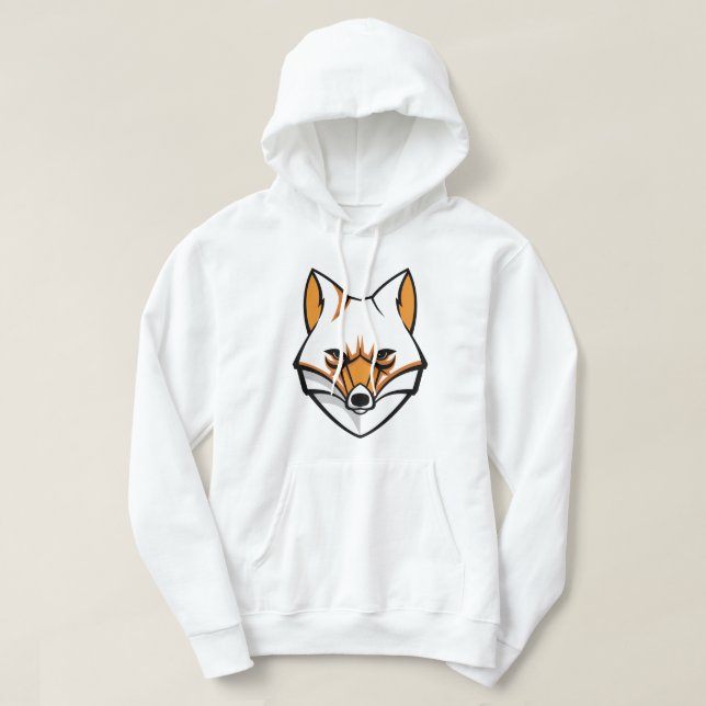Men's Fox Hoodie, White Hoodie, Hoodie for Men (Design Front)