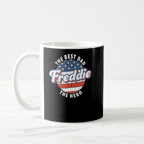 Mens Freddie Best Dad Hero US Flag Personalised Fa Coffee Mug
