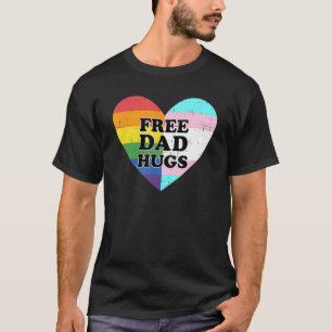 Mens Free Dad Hugs With Rainbow And Transgend T-Shirt