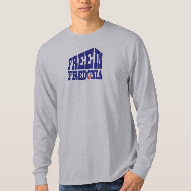 Men's 'Free in Fredonia' Basic Long Sleeve T-Shirt (Front)
