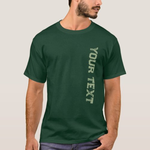 Mens Front  Back Print Green Distressed Font T_Shirt