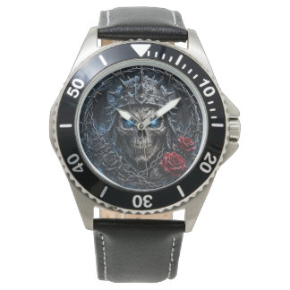 Men's Frost Demon Skull,Ice Blue Eyes Skull Watch