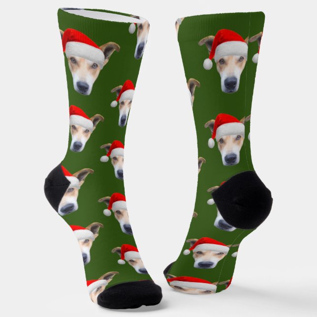 Mens Fun Custom Dog Photo Socks (Angled)