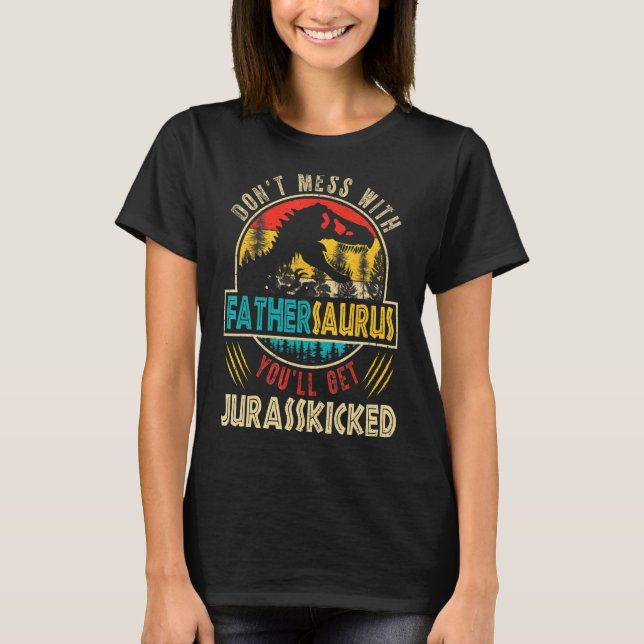 Mens Fun Distressed Fathersaurus Dinosaur Rex Fath T-Shirt (Front)