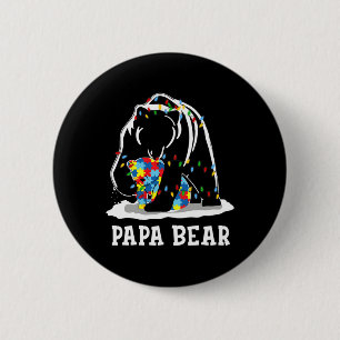 Mens Fun Papa Bear Autism Awareness Autism Matchin Button