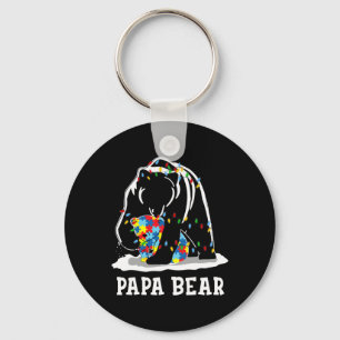 Mens Fun Papa Bear Autism Awareness Autism Matchin Keychain