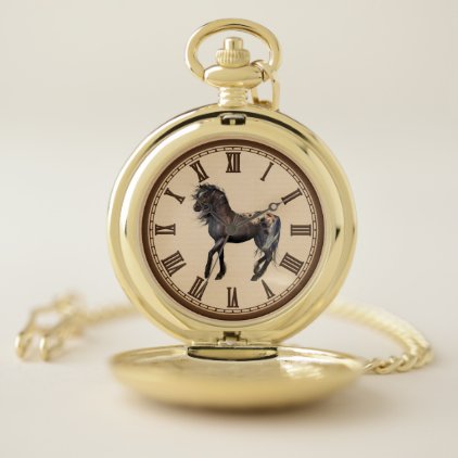 mens fun wild horse pocket watch