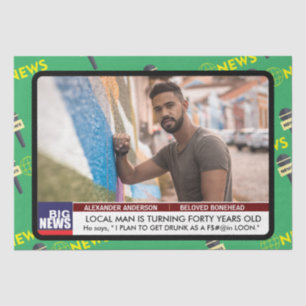 Mens Funny 40th Birthday TV News 50th 60th Tissue Paper