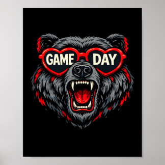 Mens funny basketball bear game day courtside poster