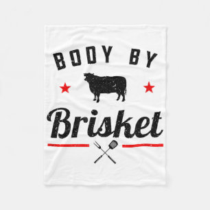 Mens Funny Bbq Body By Brisket Grilling Or Smoking Fleece Blanket