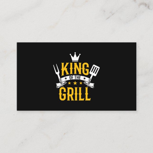 Mens Funny BBQ Clothing Mens Gift for Him King of  Business Card (Front)