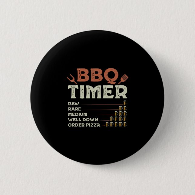 Mens funny bbq grill chef grilling master barbecue button (Front)