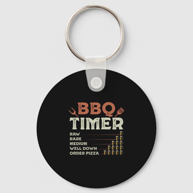 Mens funny bbq grill chef grilling master barbecue keychain (Front)