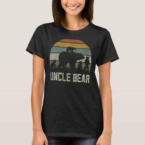 Mens Funny Bear Uncle  Four Cub Kids Fathers Day U T_Shirt