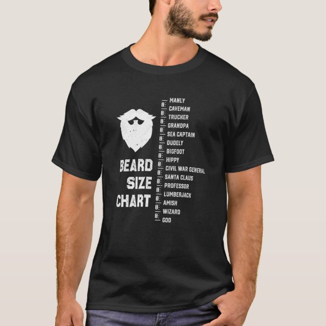 Mens Funny Beard Measuring Tool Beard Length Beard T-Shirt (Front)