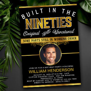 Mens Funny Birthday Built in the 90's Invitation